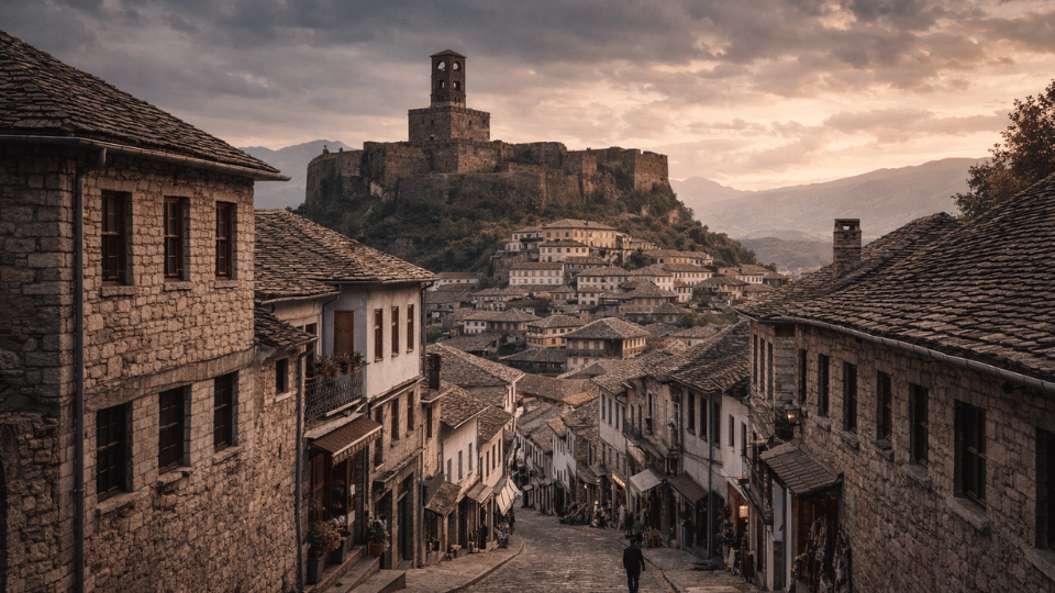 Gjirokastër old town with stone houses and historic fortress reflecting Albanian heritage